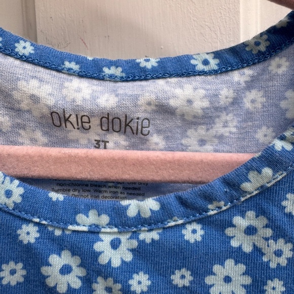 Okie Dokie 3T Girls Blue Ruffled Short Sleeve Casual Dress - Picture 4 of 5